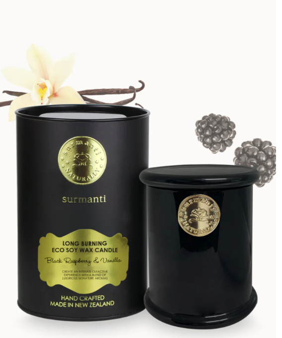 Surmanti Black Raspberry & Vanilla Soy Long Burning Candles