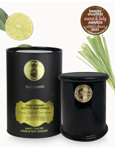 Surmanti Persian Lime & Lemongrass  Odour Eliminator Soy Long Burning Candles