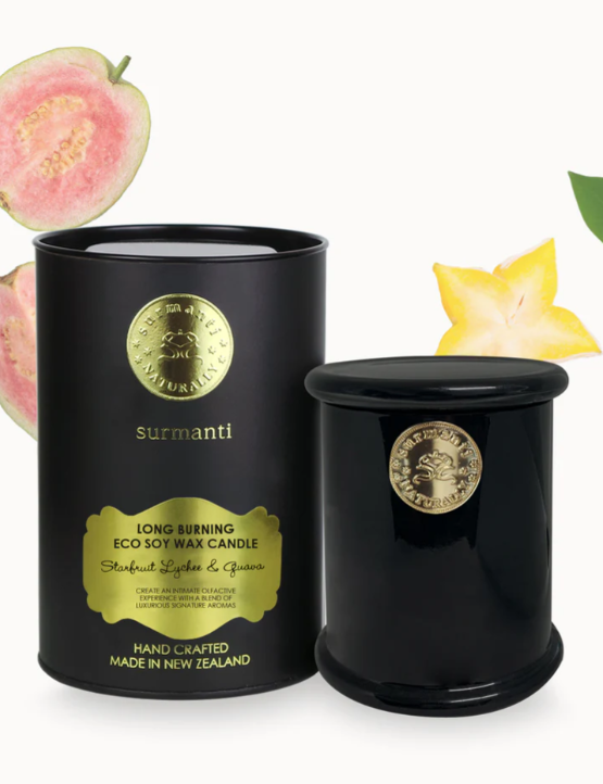 Surmanti Starfruit Lychee & Guava Soy Long Burning Candles